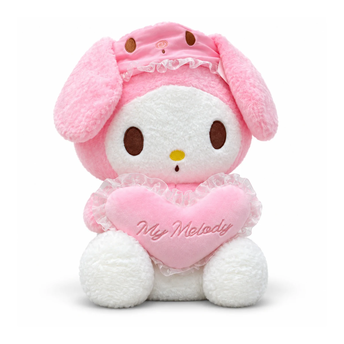 Peluche lapin rose au cœur