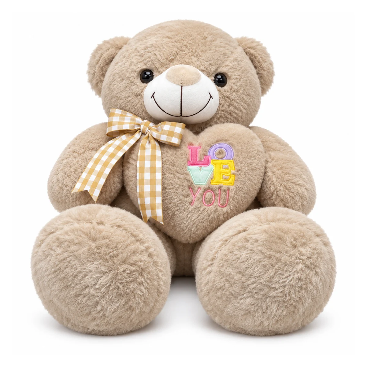 Ourson beige au cœur brodé
