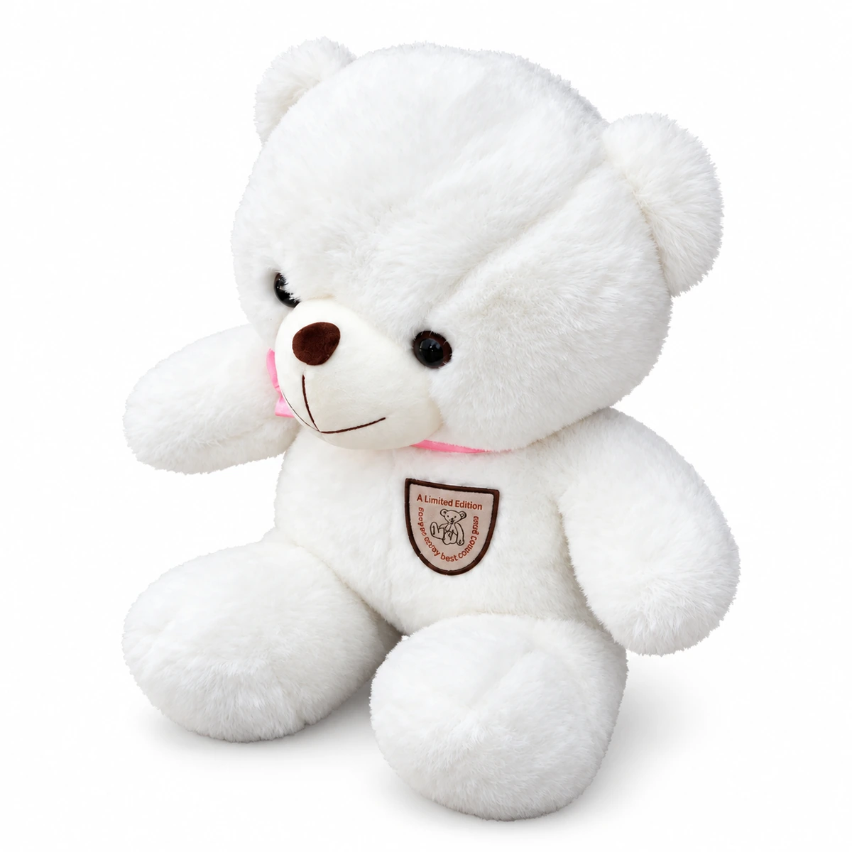 Ourson blanc au ruban rose